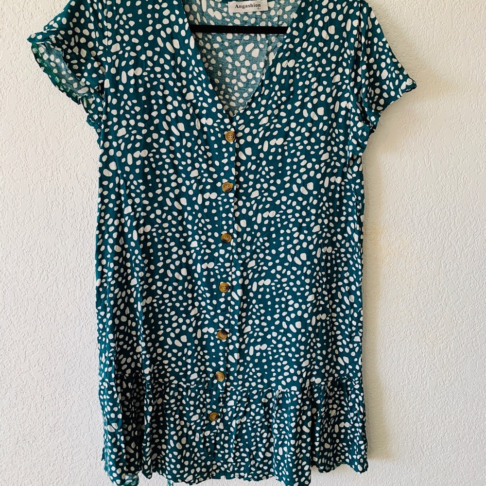 Green polka dot dress